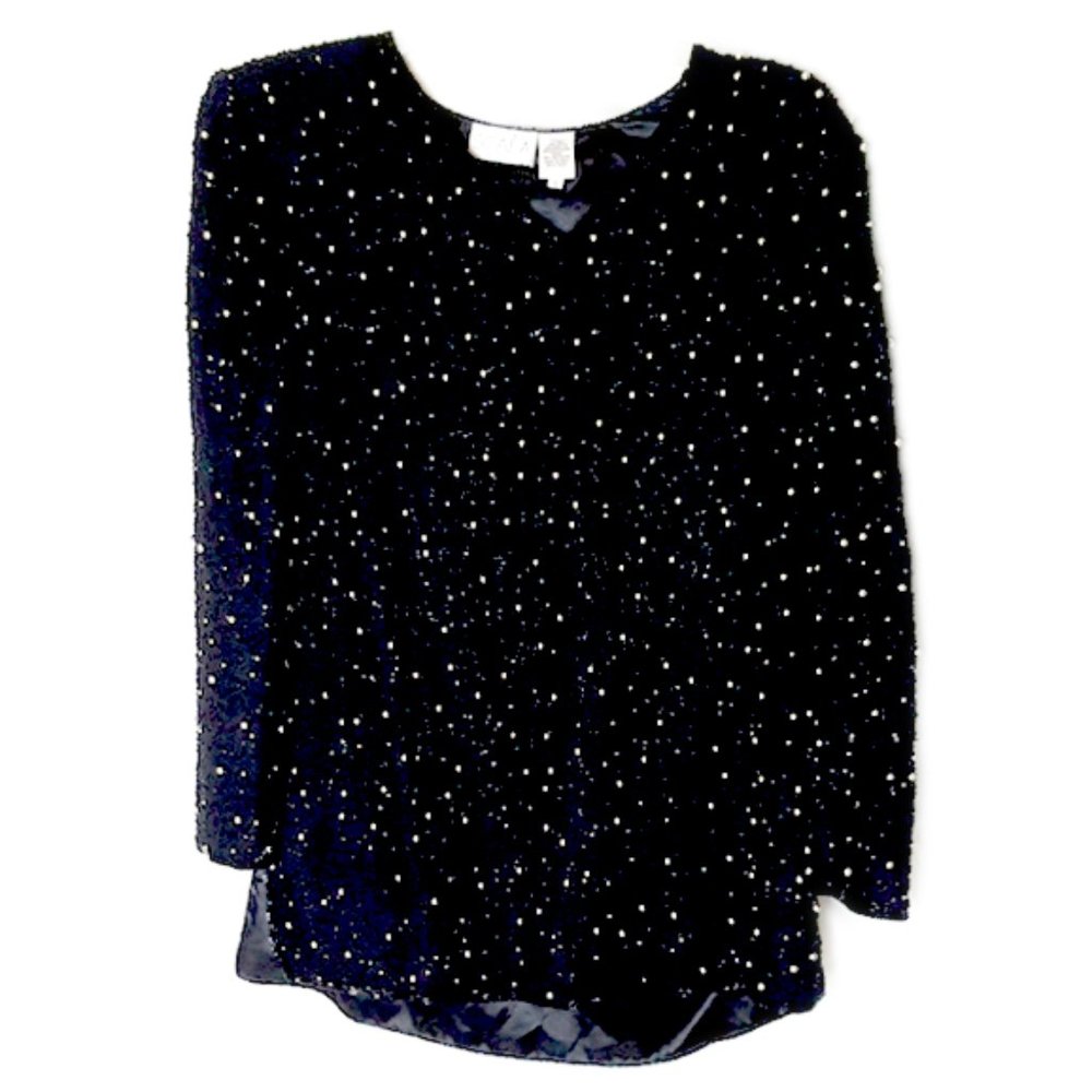Scala silk all over beaded top size L